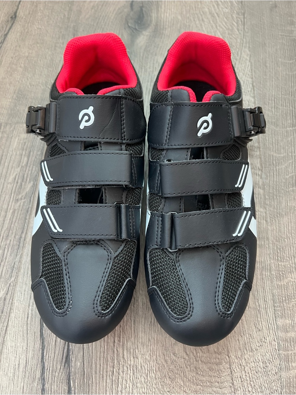Peloton Black Cycling Shoes with Red Lining